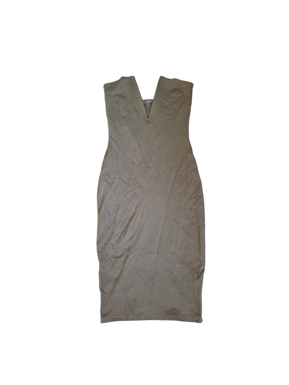 Sleeveless V-Neck Bodycon Dress in Taupe